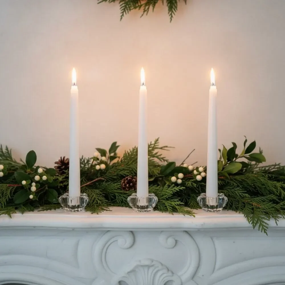 Set of 3 Crystal Star Taper Candle Holders-Scandinavian Mid Century Modern-Glass